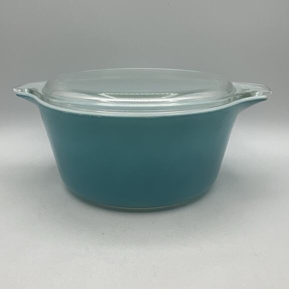 Vintage Pyrex Turquoise 474-B 1.5 Quart Casserole w/ Lid 474-C Complete EUC - Picture 2 of 10